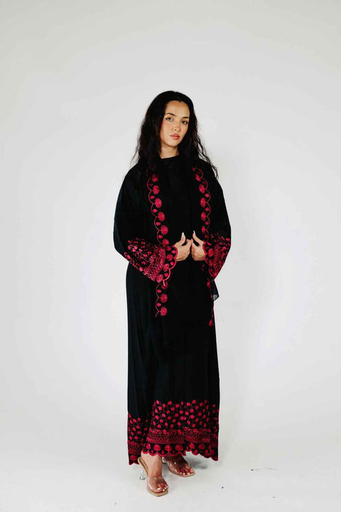 Belle Rouge Abaya Set- Mavenne Bi