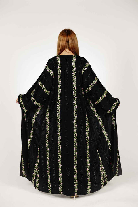 Fleur Éternelle Embroidered Abaya Set- Mavenne Bi