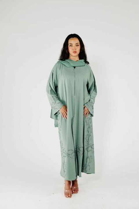 Celestia Embroidered Abaya Set- Mavenne Bi