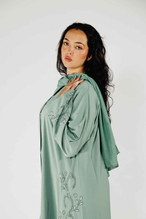 Celestia Embroidered Abaya Set- Mavenne Bi