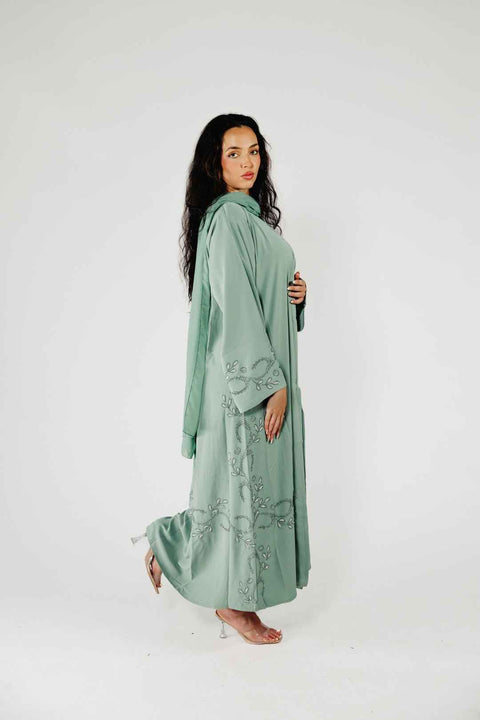 Celestia Embroidered Abaya Set- Mavenne Bi