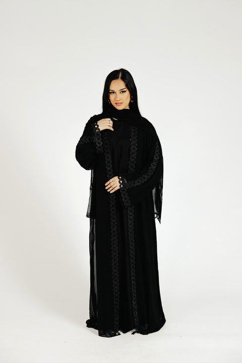 Crimson Étoile Abaya Set- Mavenne Bi