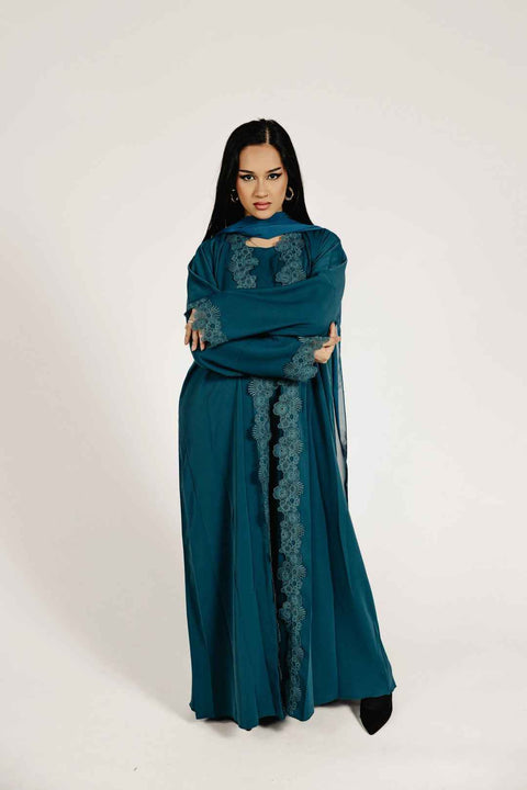 Azure Élan Abaya Set- Mavenne Bi