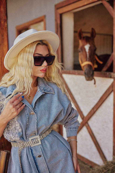 The Denim Embroidery Co-Ord Set- Mavenne Bi