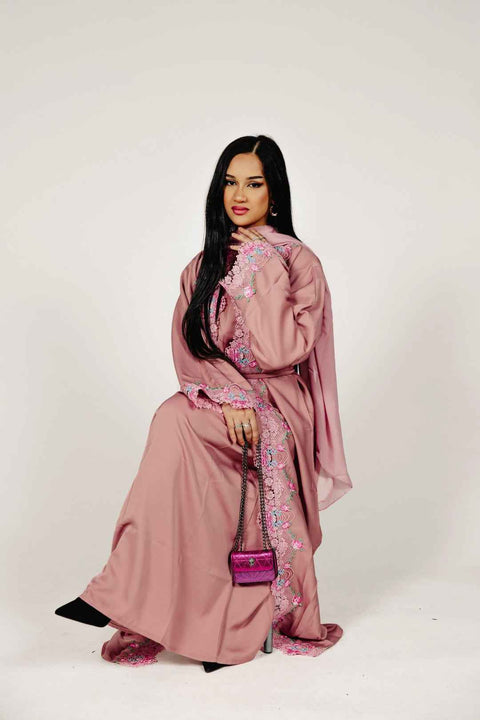 Rosé Allure Abaya Set- Mavenne Bi