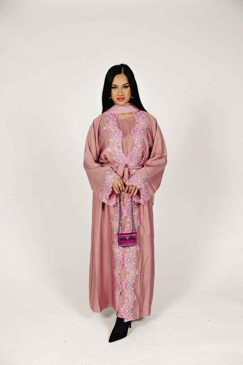 Rosé Allure Abaya Set- Mavenne Bi