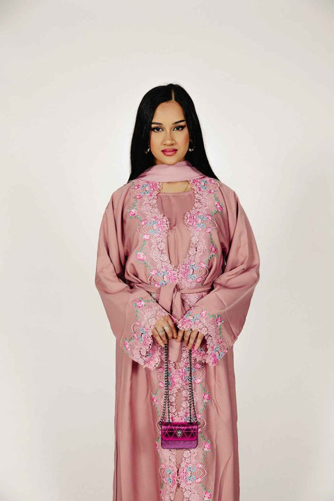 Rosé Allure Abaya Set- Mavenne Bi
