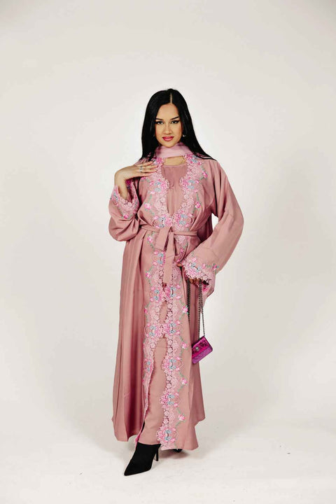 Rosé Allure Abaya Set- Mavenne Bi