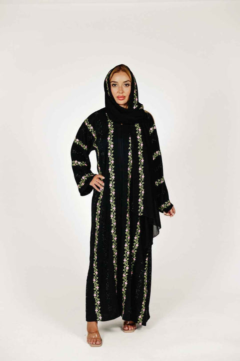 Fleur Éternelle Embroidered Abaya Set- Mavenne Bi