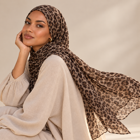 Mocha Wild Leopard Modal Hijab-Mavenne Bi