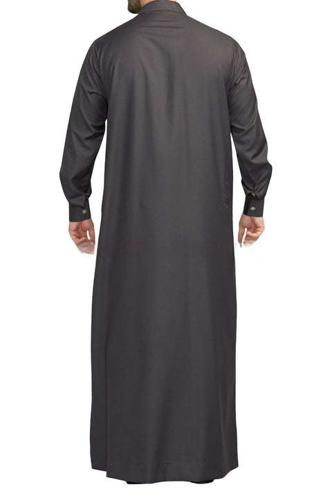 Al Noor Classic Collar Thoube – Charcoal Grey- Mavenne Bi