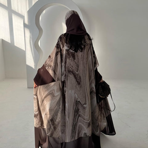 Mavenne BI – Marble Flow Abaya with Scarf