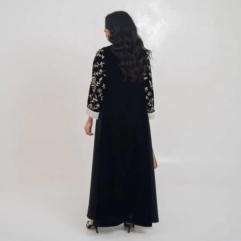 Aurelia Noir Embroidered Abaya- Mavenne Bi