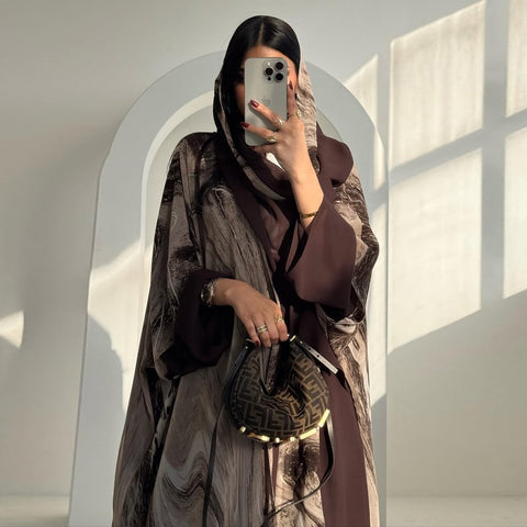 Mavenne BI – Marble Flow Abaya with Scarf
