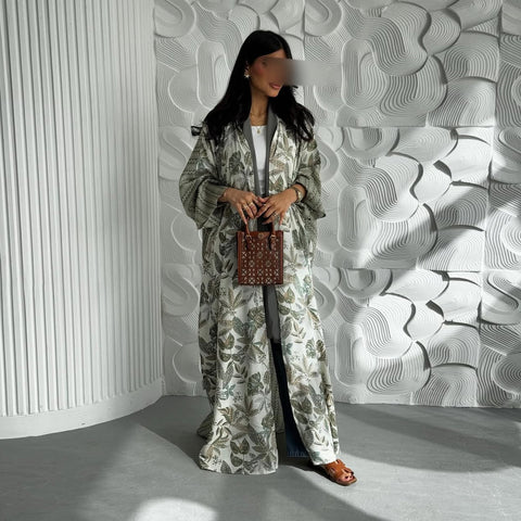 Miray Open Abaya – Elegant Green Edition