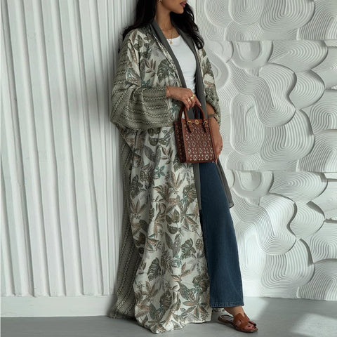 Miray Open Abaya – Elegant Green Edition