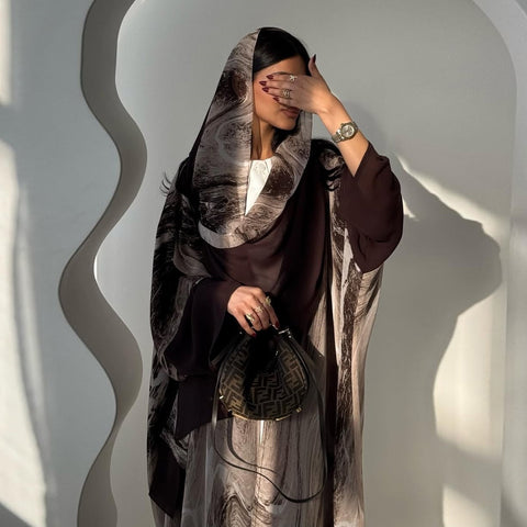 Mavenne BI – Marble Flow Abaya with Scarf