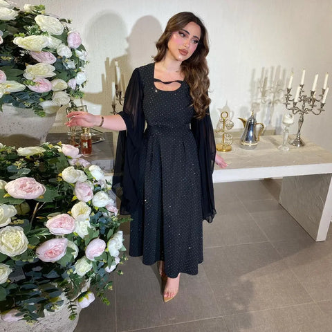 Noir Bloom Diamond Abaya