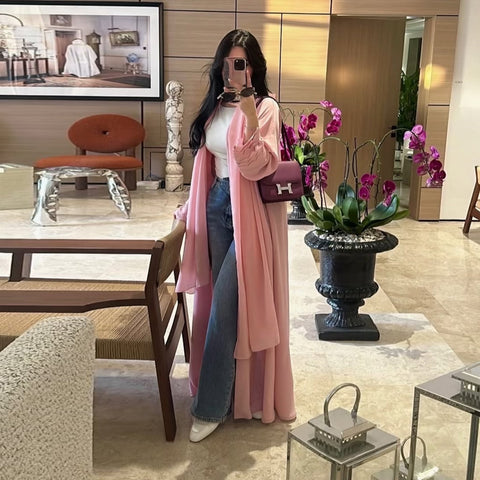 Mavenne Bi-Luxe Pink Flow Abaya