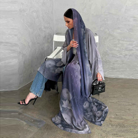 Amara Bloom Abaya Set- Mavenne Bi