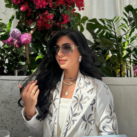 Mavenne Bi- Elegant White Embroidered Long Abaya