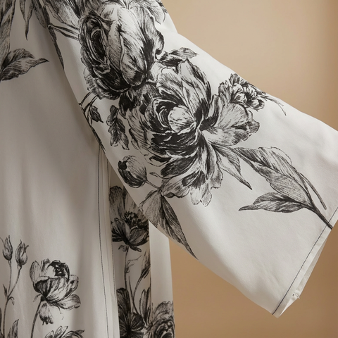 Noir Fleur Chiffon Abaya- Mavenne Bi