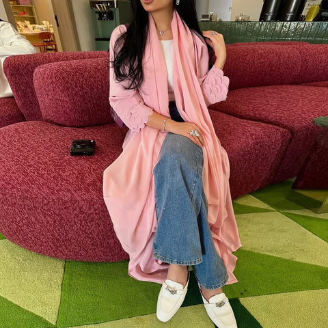 Mavenne Bi-Luxe Pink Flow Abaya