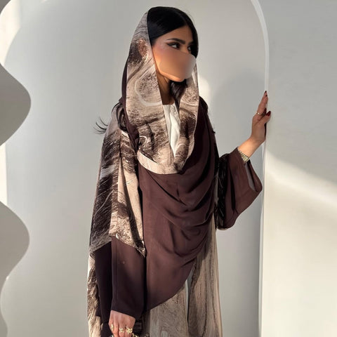 Mavenne BI – Marble Flow Abaya with Scarf