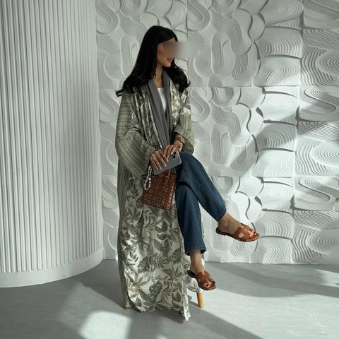 Miray Open Abaya – Elegant Green Edition