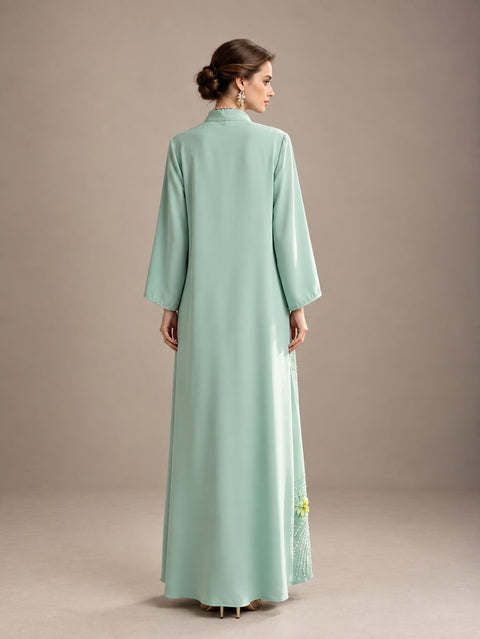 Fleur de Menthe Embellished Abaya- Mavenne Bi