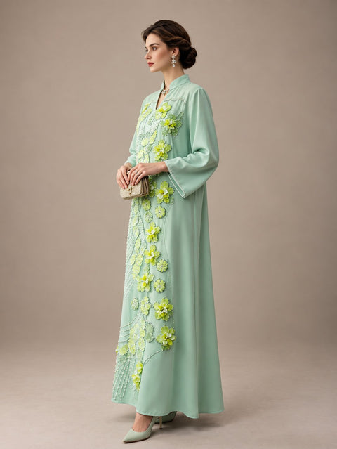 Fleur de Menthe Embellished Abaya- Mavenne Bi