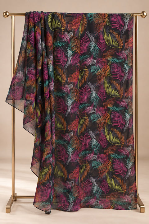 Midnight Palm Chiffon Abaya Set- Mavenne Bi