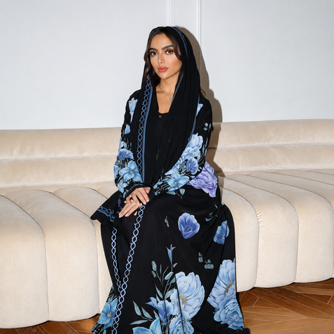 Azure Blossom Abaya Set- Mavenne BI