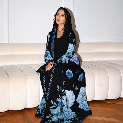 Azure Blossom Abaya Set- Mavenne BI
