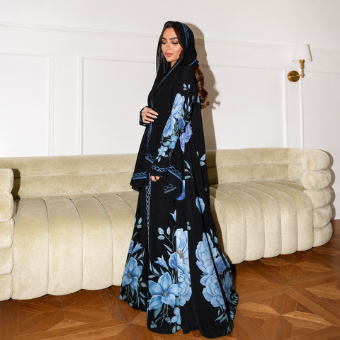Azure Blossom Abaya Set- Mavenne BI