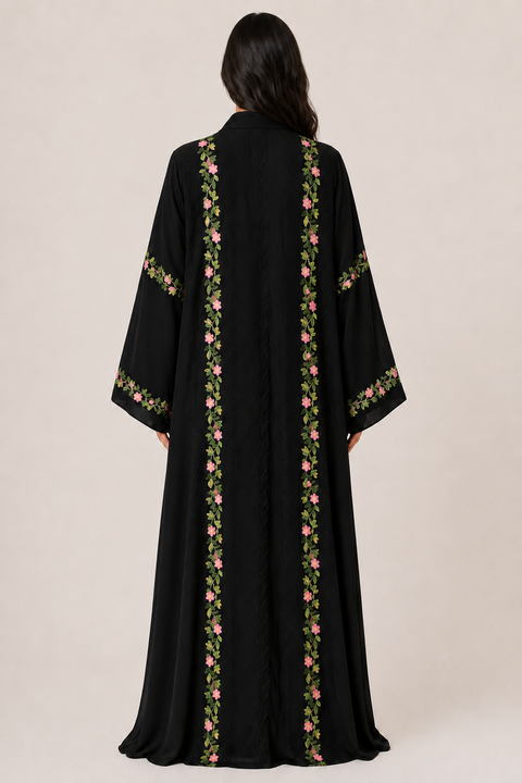 Fleur Éternelle Embroidered Abaya Set- Mavenne Bi