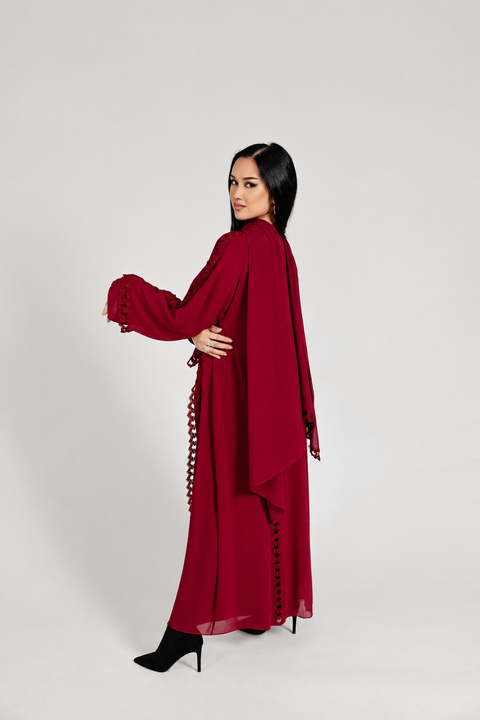Crimson Étoile Abaya Set- Mavenne Bi