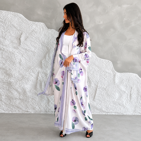 Lavande Bloom Abaya Set- Mavenne Bi