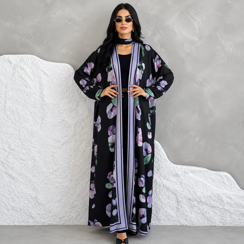 Lavande Bloom Abaya Set- Mavenne Bi