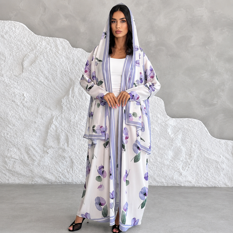 Lavande Bloom Abaya Set- Mavenne Bi