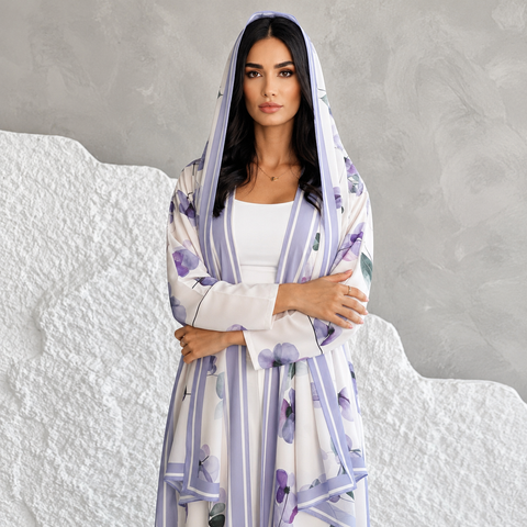 Lavande Bloom Abaya Set- Mavenne Bi