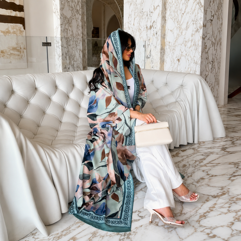 Sage Botanica Chiffon Abaya Set- Mavenne Bi