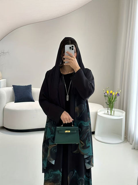 Emerald Veil Abaya Set- Mavenne Bi