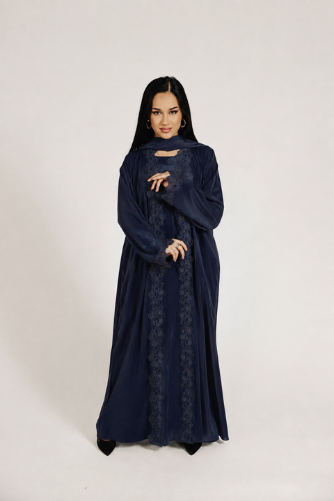 Azure Élan Abaya Set Navy- Mavenne Bi