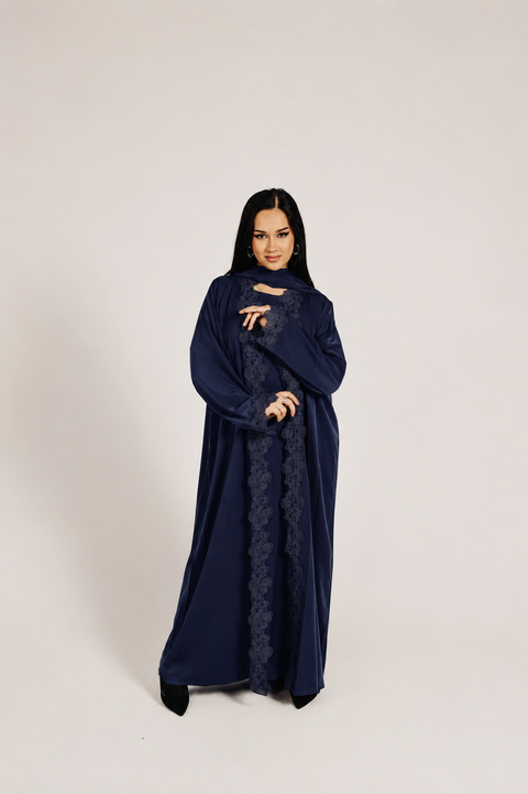 Azure Élan Abaya Set Navy- Mavenne Bi