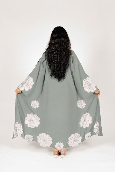 Sienna Bloom Abaya Set Sage- Mavenne Bi