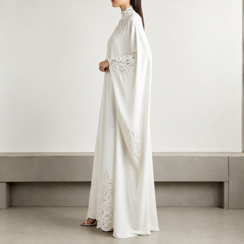 Noor Al Blanc Lace Abaya- Mavenne BI