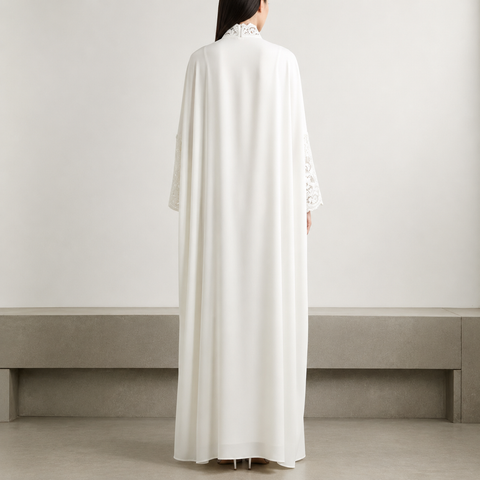 Noor Al Blanc Lace Abaya- Mavenne BI